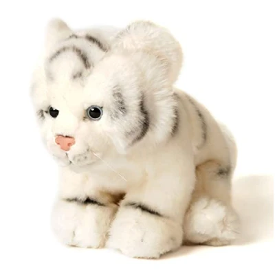 Afbeelding van Uni Toys Witte tijger baby, zittend 19 cm (hoogte) pluche wild dier dier, knuffeldier
