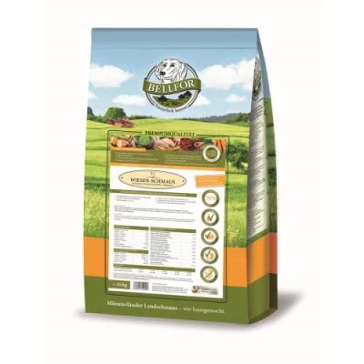 Afbeelding van Bellfor Wiesen Schmaus Hoogwaardig koudgeperst droog hondenvoer met kip, graanvrij, als eiwitbron zeer laag allergie potentieel, 10 kg