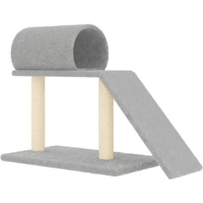Afbeelding van vidaXL Kattenmeubel met tunnel en ladder 55,5 cm lichtgrijs