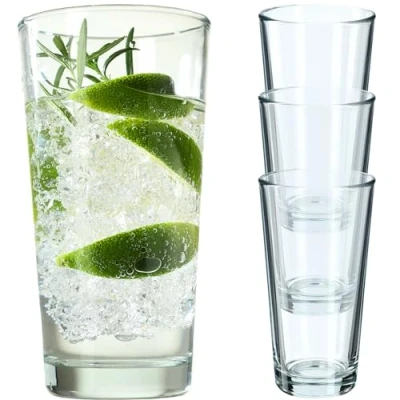Afbeelding van KADAX Drinkglazen, cocktailglazen van duurzaam glas, vaatwasmachinebestendig, longdrinkglazen, universele glazen, drinkglazen voor water, sap, dranken of whisky (4 x 340 ml)