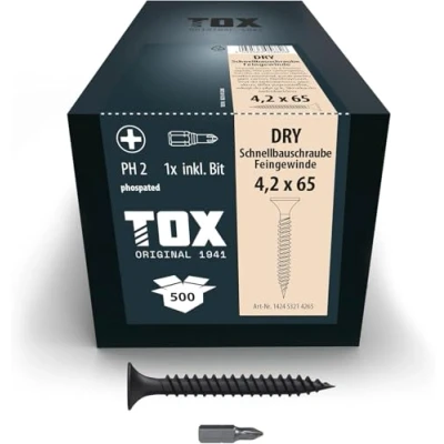 Afbeelding van Tox, Schroeven, DROOG 4,2 x 65 FG (500 stuks) (500 Schroeven per stuk)