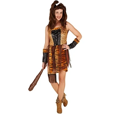 Afbeelding van dressforfun Jagerin uit het stenen tijdperk XXL verkleedkleding kostuum halloween verkleden feestkleding carnavalskleding carnaval feestkledij partykleding 301333