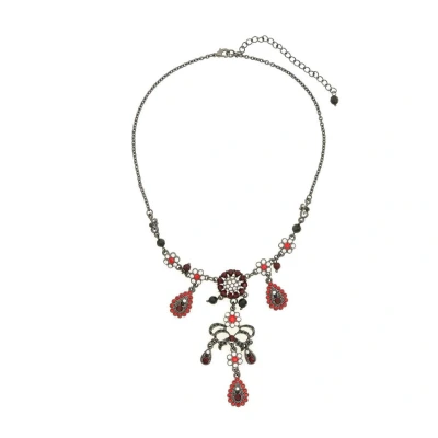 Afbeelding van Behave Dames ketting rood met hangertjes 40 cm