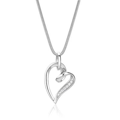 Afbeelding van Miore Zilveren Hart Ketting met Zirkonen Halsketting Dames 925 Zilver Conflictvrije Edelstenen Handgemaakte Hoogwaardige Sieraden