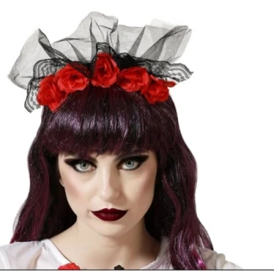 Afbeelding van Halloween/horror verkleed diadeem/tiara/bloemenkransA  zombie/heks/lady kunststof dames/meisjes Verkleedhoofddeks