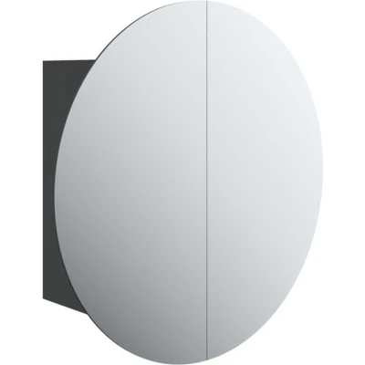 Afbeelding van vidaXL Badkamerkast met ronde spiegel en LED 40x40x17,5 cm zwart