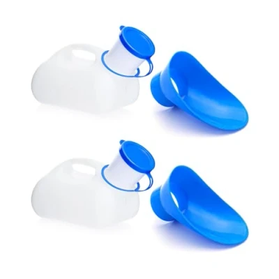 Afbeelding van QWORK® 2 Stuks 1000ML urinoir voor mannen en vrouwen plassen, draagbare urinefles, hebben een hoes, auto, camping, reizen, buiten,