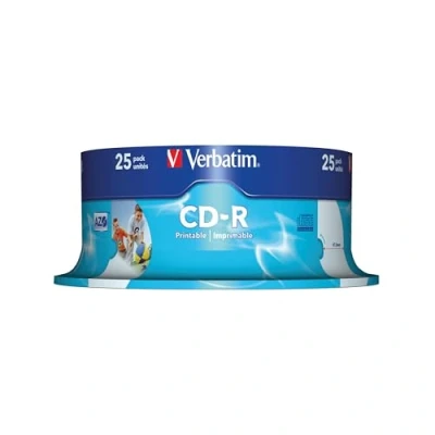 Afbeelding van Verbatim CD R AZO 700 MB 52 keer brandsnelheid, bedrukbaar, krasbescherming, 25 Pack Spindle
