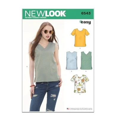 Afbeelding van New Look UN6543ANew Patroon 6543 Misses&#039; Easy TopsA (10 12 14 16 18 20 22), Papier, Wit