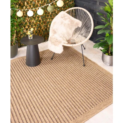 Afbeelding van Jute Buitenkleed Boho Stripe Beige/bruin 160x230 Cm