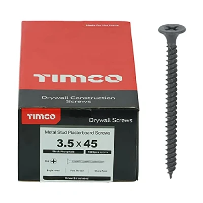 Afbeelding van TIMco 00045DRY PH2 Philips gipsplaten schroef 3,5 x 45 zwart (doos van 1000)