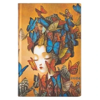 Afbeelding van Selectie Varzi Briefpapier Sinds 1956 Kalender Paperblanks 2024, 12 maanden Flexis, Mini, Horizontaal, De Geest van Lacombe, Madame Butterfly 9,5 x 14 cm