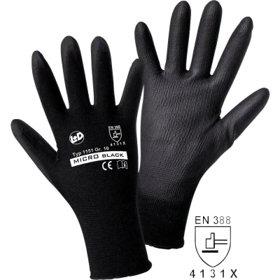 Afbeelding van L+D worky MICRO black Nylon PU 1151 XL Werkhandschoen Maat (handschoen): 10, EN 388 Cat II 1 stuk(s)