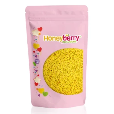 Afbeelding van Natuurlijke Eetbare Kleurrijke Strooisels 200g Cakedecoratie en Suikerstrooisels Perfect voor Bakken, Taarten, Cupcakes, Koekjes Desserts Geproduceerd in de EU (Gele Vermicelli)