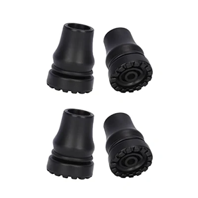 Afbeelding van supregear Cane Tip 16 mm, 4 Pack Anti Slip Rubber Vervanging voor mm Diameter Standaard Wandelstok Vouwen Crutch Accessoire, Zwart