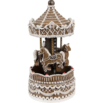 Afbeelding van Clayre &amp; Eef Muziekdoos Draaimolen 22 cm Bruin Polyresin Kerstdecoratie