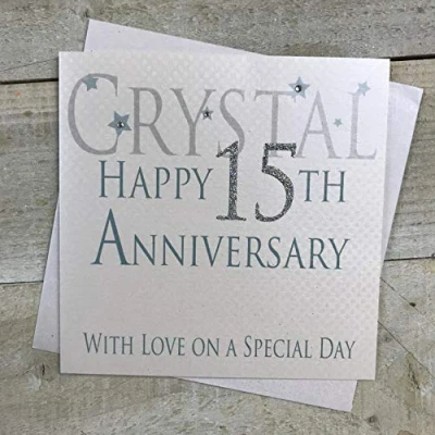 Afbeelding van white cotton cards Crystal Happy 15e liefde op een speciale dag, handgemaakte verjaardagskaart (Code AW15)