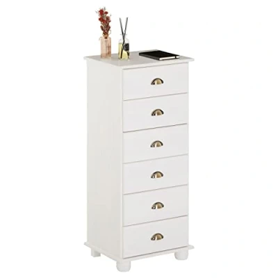 Afbeelding van IDIMEX commode Colmar, met 6 laden schelpgrepen van massief grenen in wit