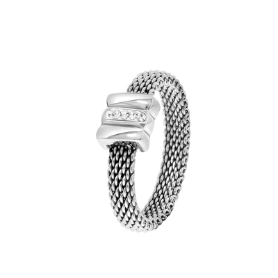 Afbeelding van Lucardi MET Kristal Ring silvercoloured, Dames, Maat: 53, Silver coloured