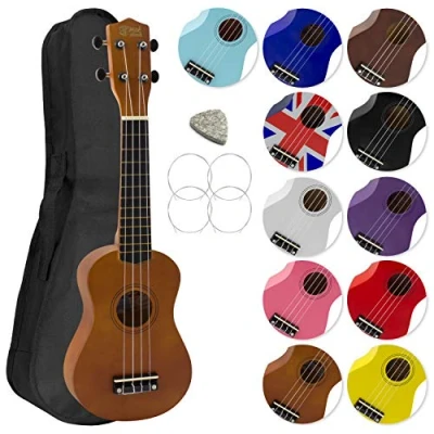 Afbeelding van Mad About SU8 Sopraan Ukulele met gratis gigbag, pick en reservesnaren geweldig voor scholen beginners, nu Carbon Black Strings verbeterde Tuning natuurlijke