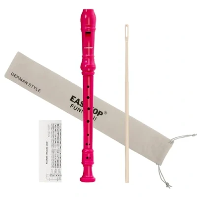 Afbeelding van EAST TOP Sopraanrecorder voor kinderen en beginners, 8 gaats plastic Duitse vingerfluitrecorder 3 delig met reinigingsstok, katoenen zakje, vingerkaart, kleurrijke doos (felroze)