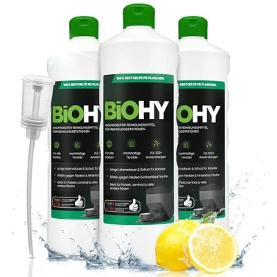 Afbeelding van BiOHY Robotstofzuiger (3 x 1 liter flessen) + doseerder, speciaal ontwikkeld voor reinigingsstations, verlengt de levensduur van het zuigstation (dweilrobot