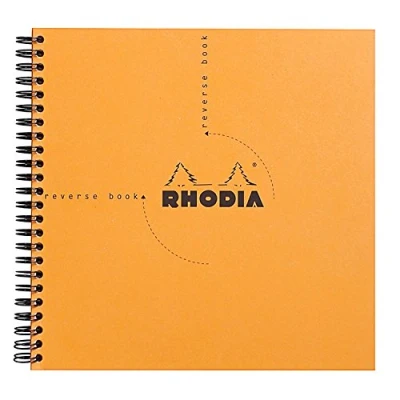 Afbeelding van RHORHODIA 193608C Spiraal notitieboek (volledige binding) omgekeerde boek oranje 21x21 cm kleine vierkanten 160 afneembare pagina&#039;s 80 g Clairefontaine papier Zachte en resistente omslag