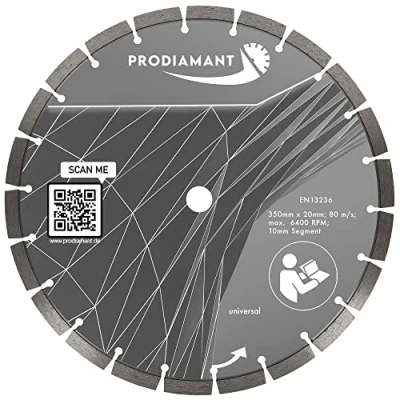 Afbeelding van PRODIAMANT Premium diamantdoorslijpschijf universeel 350 mm x 20 blok segmenthoogte 10mm
