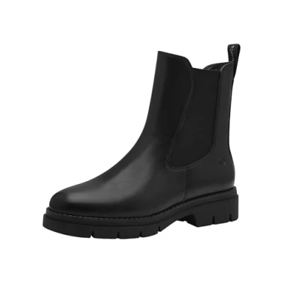 Afbeelding van Tamaris Enkellaarsjes met plateauzool, Dames, Maat: 41, Black matt Kunststof