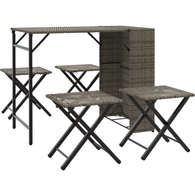 Afbeelding van vidaXL 5 delige Tuinset inklapbaar poly rattan grijs