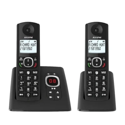 Afbeelding van Alcatel F530 Voice Duo, draadloze telefoon met antwoordapparaat en 2 handsets, oproepblokkering handsfree functie, zwart