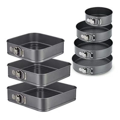 Afbeelding van Relaxdays springvorm 7 delige set bakvormen rond vierkant taartvorm staal