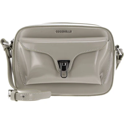 Afbeelding van COCCINELLE Leren Schoudertas Beat Shiny Cal Crossover Bag Gelso Lichtgrijs