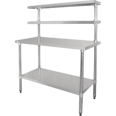 Afbeelding van Vogue RVS werktafel met wandplanken 120cm