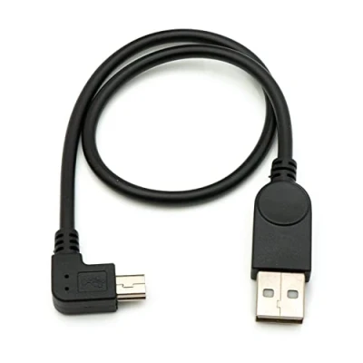 Afbeelding van SYSTEM S USB 2.0 kabel 30 cm Mini B bus naar type A stekker adapter hoek in zwart