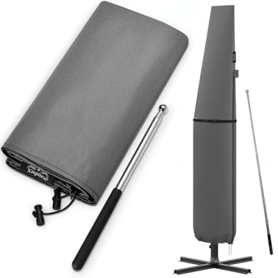 Afbeelding van Kingsleeve Zweefparasol Beschermhoes tot Ø330cm Weerbestendig Grijs