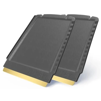 Afbeelding van A052 2 IJskrabber auto Murska messing schraper HIPS origineel uit Finland topkwaliteit 90 mm kleine praktische 3 zijdig verschillende schrapers (2 stuks, grijs)