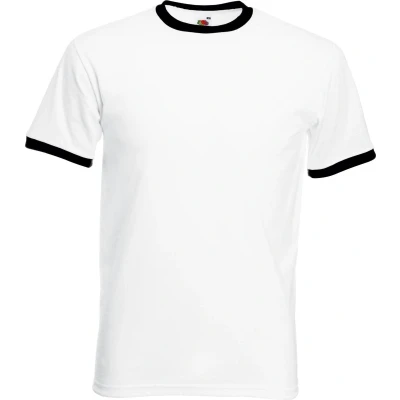 Afbeelding van Fruit Of The Loom Heren Ringer T shirt Met Korte Mouwen (Wit/Zwart) Maat L