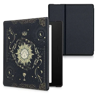 Afbeelding van kwmobile hoes geschikt voor Amazon Kindle Oasis 10. Generation Magnetische sluiting E reader cover in donkerblauw / geel zwart Tarotkaart design