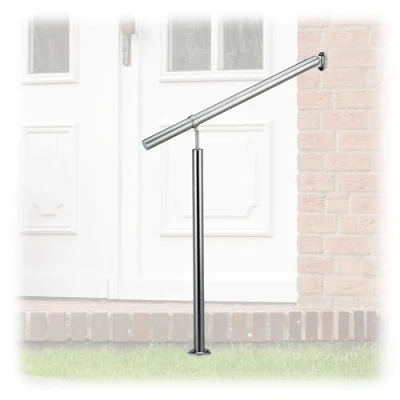 Afbeelding van Relaxdays trapleuning edelstaal leuning trap binnen en buiten roestvrij staal RVS 800 mm