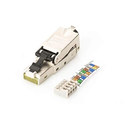Afbeelding van DIGITUS Cat 6A veldconnector 360 afgeschermd RJ45 connector zonder gereedschap 10GBase T 500 MHz AWG 27/7 tot 22/1
