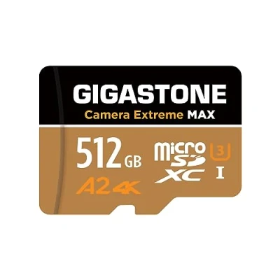Afbeelding van [5 jaar gratis gegevensherstel] GIGASTONE 512 GB Micro SD kaart, Camera Extreme MAX, tot 160/130 MB/s, MicroSDXC geheugenkaart voor DJI, Gopro, Insta360, Dashcam, 4K Video, UHS I A2 V30 U3 met adapter