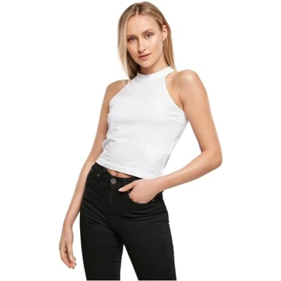 Afbeelding van Build Your Brand Dames Turtleneck Short Top T Shirt, wit, XS