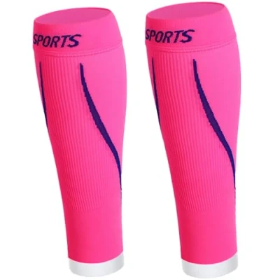 Afbeelding van AUXDIQ Kuitcompressiehulzen voor mannen en vrouwen, 1 paar sportkuitsteunen, roze, L/XL