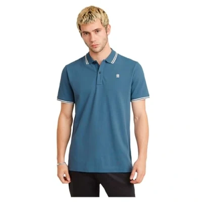 Afbeelding van G Star RAW Dunda Slim Stripe Poloshirt, blauw (Avio D17127 5864 1820), XS