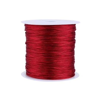 Afbeelding van Haofy Craft Nylon Draad, Elastische Kralen Koord, Stretch Stof Crafting String, Chinese Knoop Rattail Macrame Shamballa Draad voor DIY Armband Ketting Naaien Sieraden Maken, 100m (Rode Wijn)