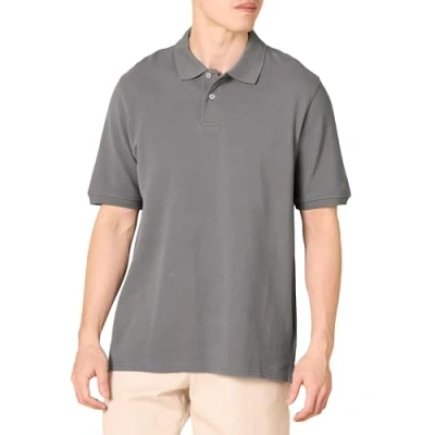 Afbeelding van Amazon Essentials Men&#039;s Poloshirt van piqué katoen met normale pasvorm (verkrijgbaar in grote en lange maten), Grijs, M