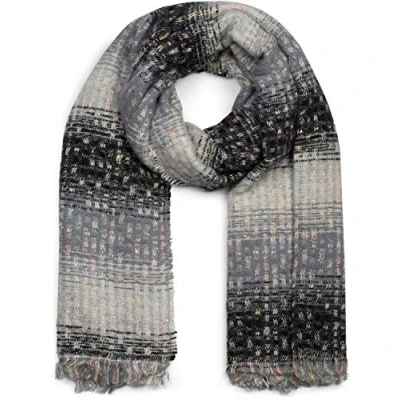 Afbeelding van styleBREAKER Dames sjaal met strepen geweven patroon, pailletten en korte franjes, winter, gestolen 01017114, Farbe2:Zwart Grijs Lichtgrijs