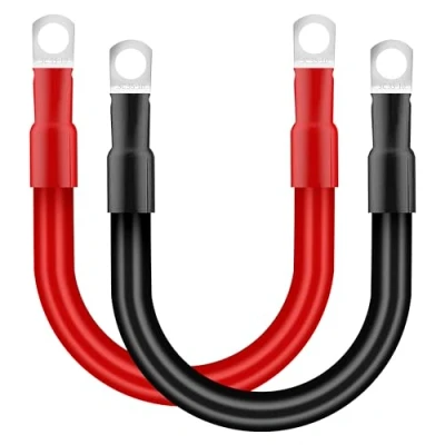 Afbeelding van QIMEI SHOP Autobatterijkabel, 35 mm², 30 cm, inverterkabel, 2 AWG, 12 V, accukabel met M10 oogkabelschoenen, voor vrachtwagen, auto, motorfiets, zonne energie, rood en zwart, stuks
