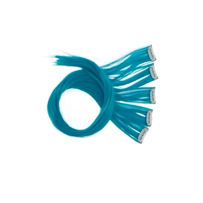Afbeelding van CAISHA 5 delige set, 50 cm, kleurrijke strengen, strengen clip in extensie, haarverlenging, glad, lang haar, haarstukje, lichtblauw, BST131